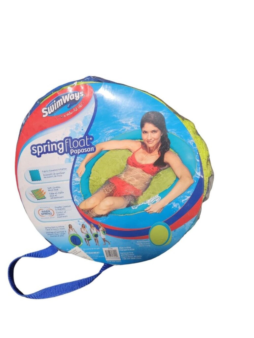 Swimways Spring Float Papasan Pool Lounger with Hyper-Flate Valve, Inflatable Po